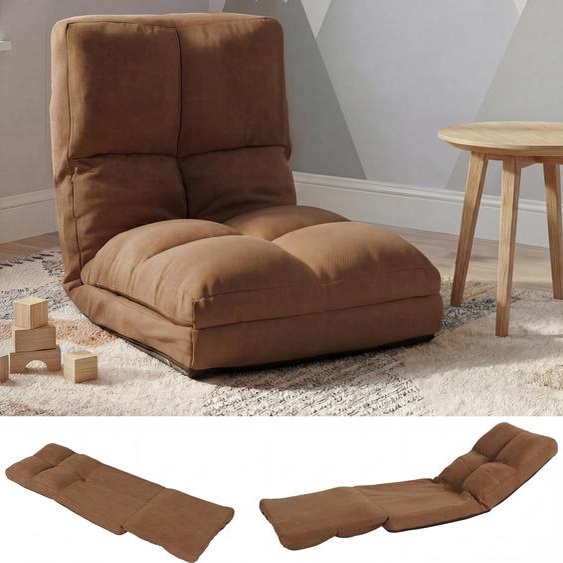 Fauteuil de sol HWC-N45, fauteuil-lit pliable Fauteuil fonctionnel, fonction sommeil pliable cadre acier velours ~ brun