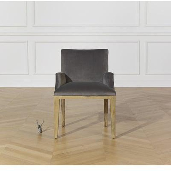Fauteuil de table en hévéa et velours CLARK