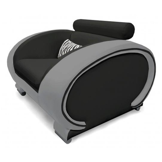 Fauteuil design en cuir simili - Elton - Assise Noir 902 / Côté
