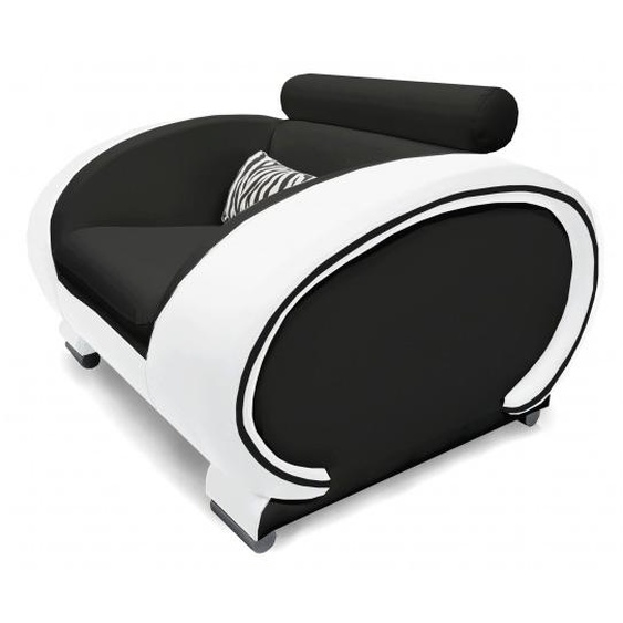 Fauteuil design en cuir simili - Elton - Assise Noir 902 / Côté