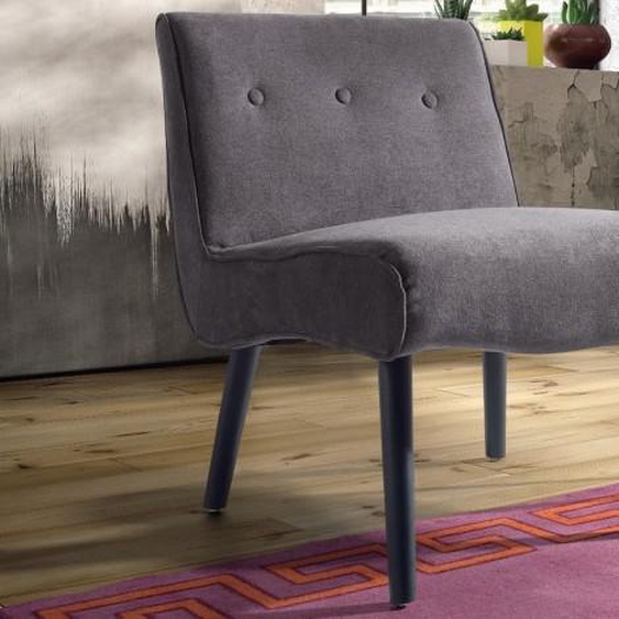 Fauteuil design tissu sur piétement en bois - Tina - Gris 71