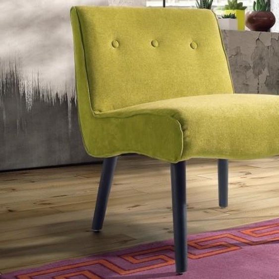 Fauteuil design tissu sur piétement en bois - Tina - Jaune 70