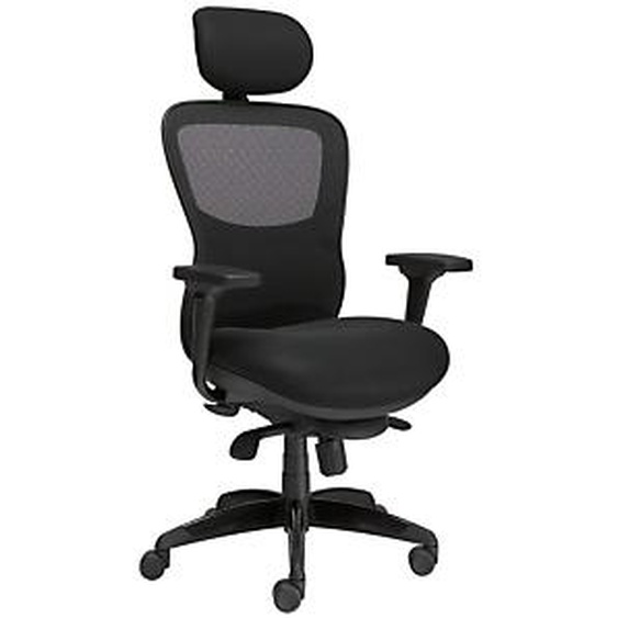Fauteuil direction OCTOPUSSY Tissu Noir Hauteur réglable - Accoudoir Dossier Appuie-tête Roulette