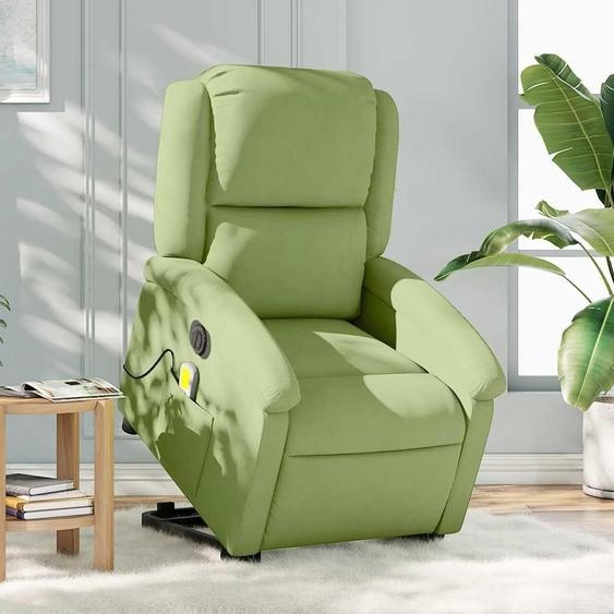 Fauteuil électrique relaxant - Fauteuil de massage - Fauteuil élévateur - Fauteuil TV - Velours vert clair réglable