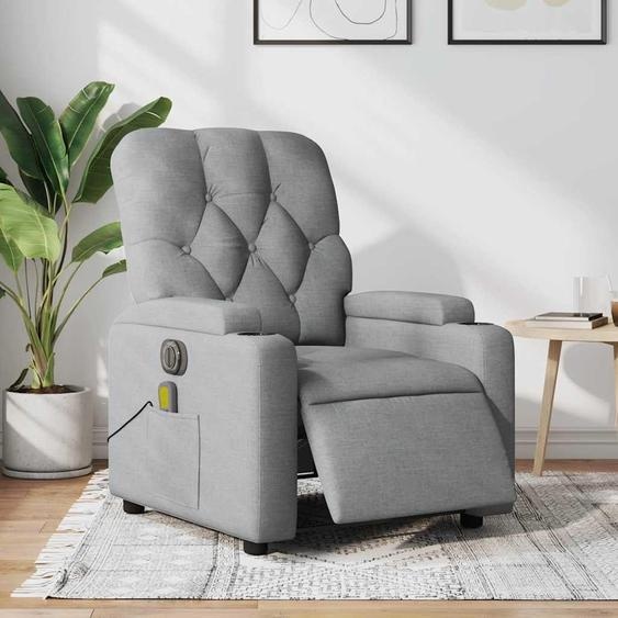 Fauteuil électrique relaxant - Fauteuil releveur - Fauteuil de massage - Transat - 6 points de massage - Porte-gobelet