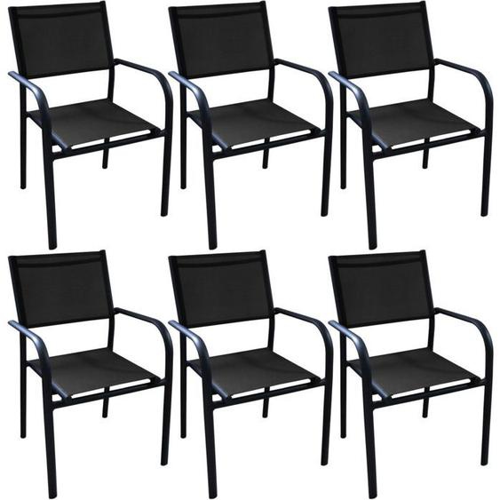 Fauteuil en aluminium Duca (Lot de 6) Graphite et noir