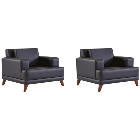 Fauteuil en cuir Fauteuil Noir Moderne Coussin 1 place Bois