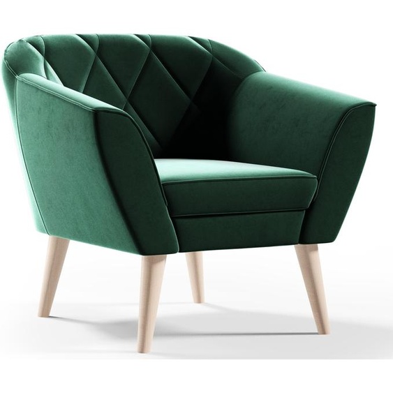 Fauteuil en velours GUTTO fauteuil en velours vert fauteuil KARO fauteuil TV de style scandinave fauteuil tapissé sur pieds en bois hauts hauts