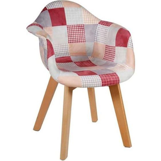 Fauteuil enfant patchwork rose Ostaria - Rose - Ostaria - Enfant - Polyester et bois