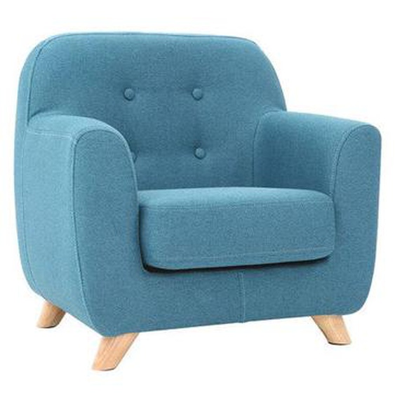 Fauteuil enfant scandinave en tissu bleu canard et bois clair NORKID