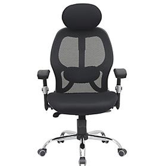 Fauteuil ergonomique ARISS Maille Tissu Noir Hauteur réglable - Accoudoir Dossier Appuie-tête Roulette