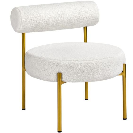 Fauteuil et Chaise de Relaxation de Salon Design Géométrique Élégant Doré Fauteuil dappoint Bouclé Blanc - Yaheetech