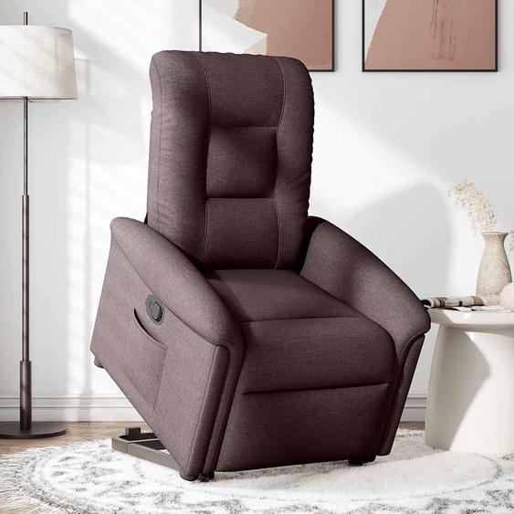 Fauteuil - Fauteuil téléviseur - Fauteuil de lecture - Fauteuil releveur - Tissu marron foncé - Assistance électrique pour se lever
