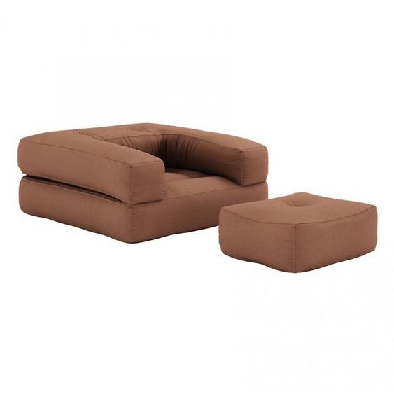 Fauteuil futon convertible CUBE CHAIR couleur brun argile