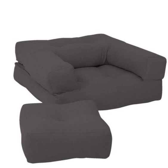 Fauteuil futon convertible - INSIDE 75 - MINI CUBE - Gris foncé - 1 place - Matelas mousse