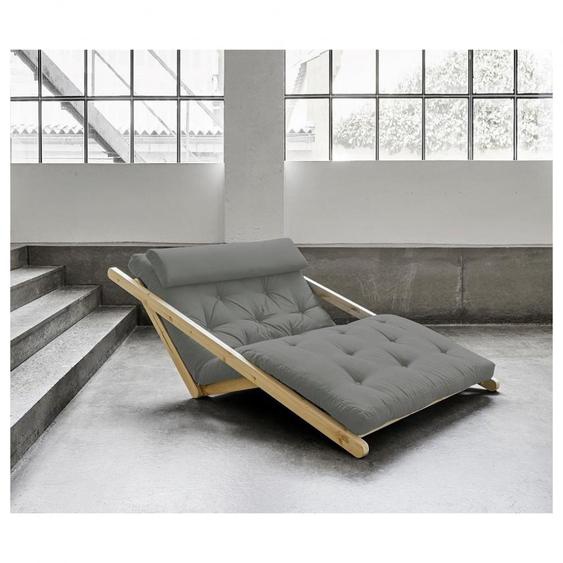 Fauteuil futon style scandinave VIGGO pin massif tissu gris couchage 120*200 cm.