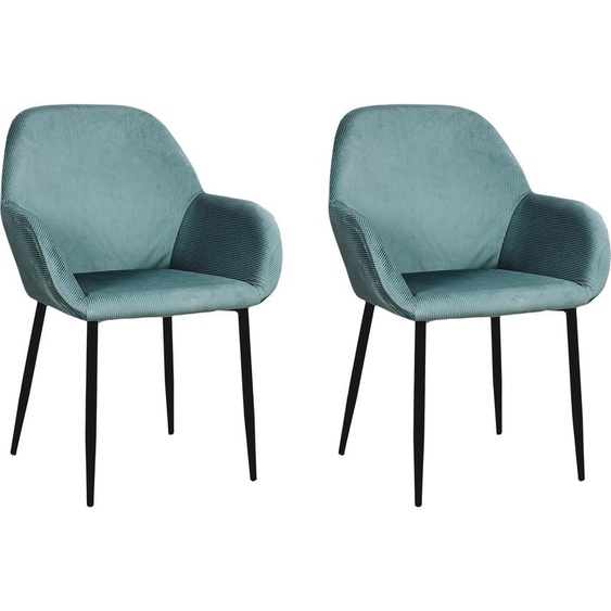 Fauteuil Giulia Bleu Canard Velours Cotele - Lot De 2