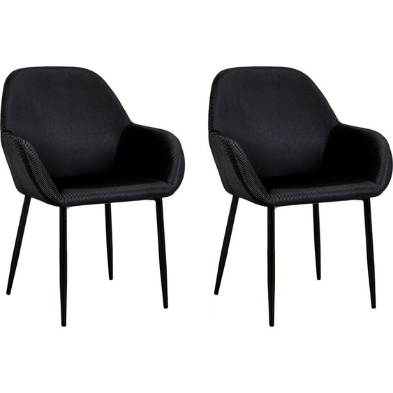 Lot de 2 Fauteuils - HOME DECO FACTORY - Giulia - Velours - Noir