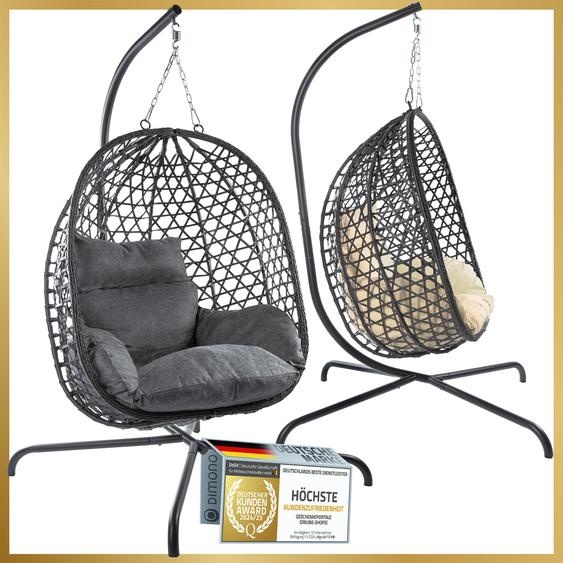 Fauteuil hamac avec support ; Fauteuil panier suspendu ; Chaise longue de relaxation en rotin Outdoor & Indoor ; Balançoire Egg idéale pour le jardin, la terrasse - Couleur Grise