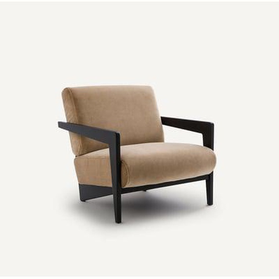 Fauteuil hêtre massif et velours, Izag