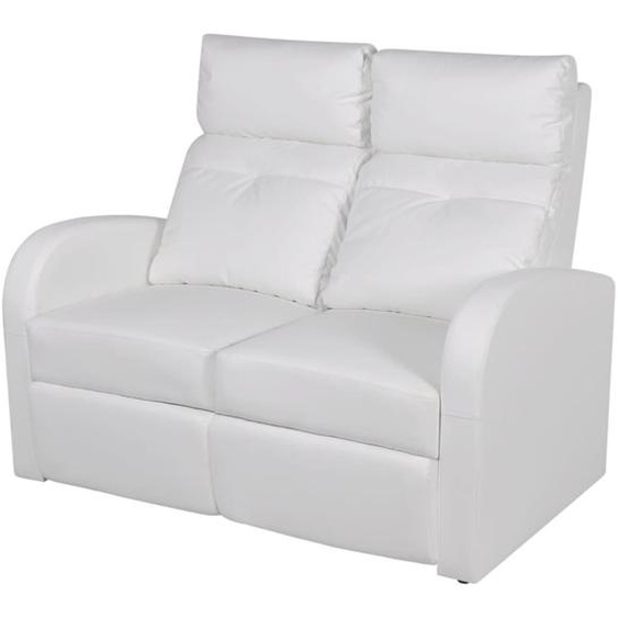 Fauteuil inclinable à 2 places Cuir synthétique Blanc