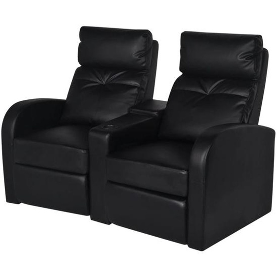 Fauteuil inclinable à 2 places Cuir synthétique Noir