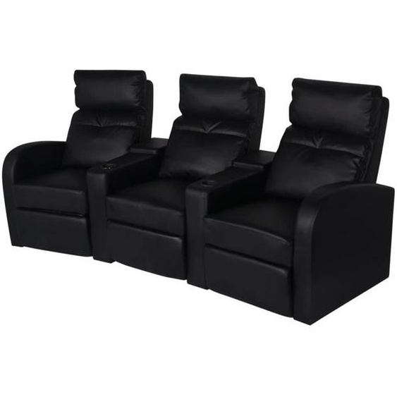 Fauteuil inclinable à 3 places Cuir synthétique Noir