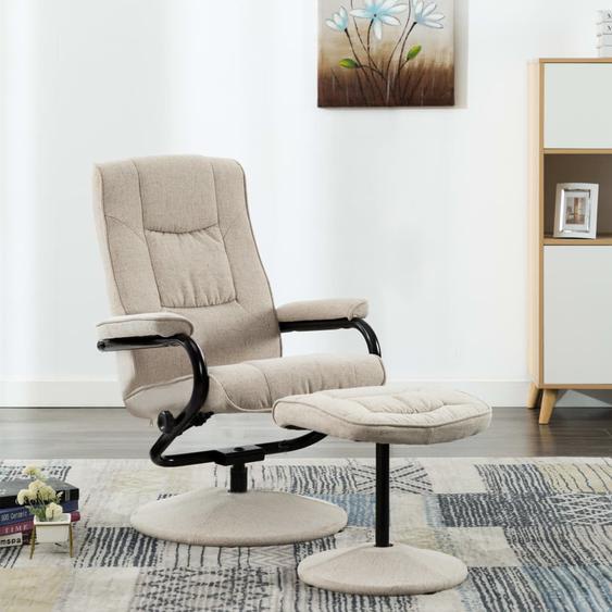 Fauteuil inclinable avec repose-pied Crème Tissu