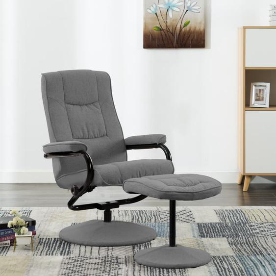 Fauteuil inclinable avec repose-pied Gris clair Tissu