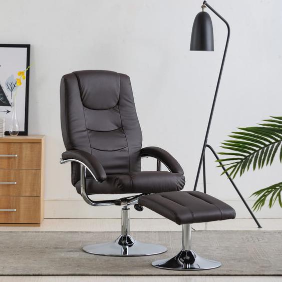 Fauteuil inclinable avec repose-pied Marron Similicuir