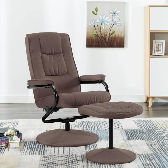 Fauteuil inclinable avec repose-pied Marron Tissu