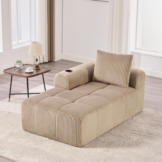 Fauteuil inclinable confortable en velours côtelé, canapé prêt à lemploi, moelleux avec coussins de dossier, poche de rangement latérale pour la télécommande et le téléphone portable, porte-boisson intégré, soigné et esthétique, gris foncé