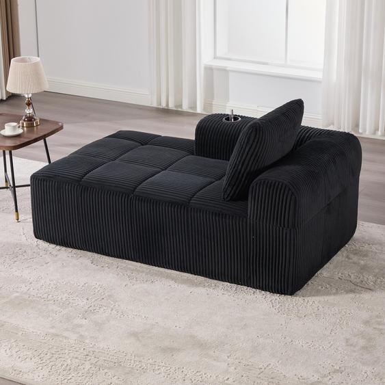 Fauteuil inclinable confortable en velours côtelé, canapé prêt à lemploi, moelleux avec coussins de dossier, poche de rangement latérale pour la télécommande et le téléphone portable, porte-boisson intégré, soigné et esthétique, jaune moutarde