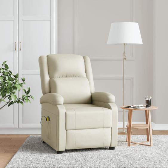 Fauteuil de massage blanc crème similicuir