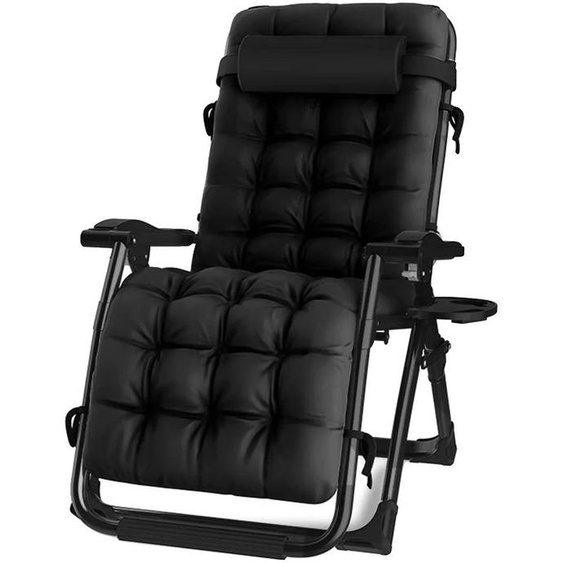 Fauteuil inclinable, design pliable, aluminium léger, noir