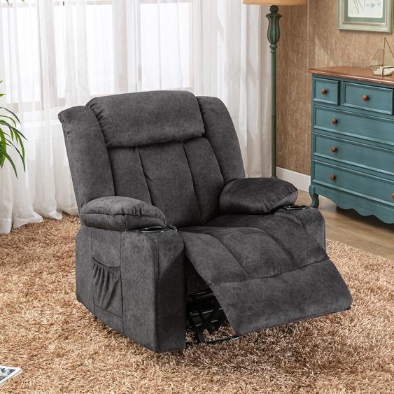 Fauteuil inclinable en tissu COMHOMA avec fonction inclinable, fauteuil inclinable avec fonction bascule, fauteuil TV capacité de charge jusquà 150