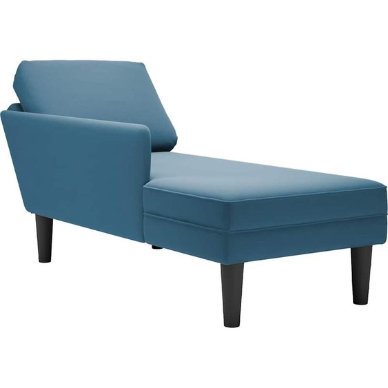 Fauteuil long avec coussin et accoudoir droit bleu velours