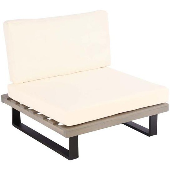 Fauteuil lounge de jardin en bois d acacia gris et aluminium coussin blanc creme 04_0006846