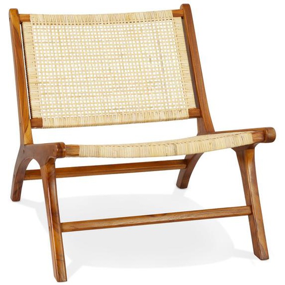 Fauteuil lounge FIGARO en bois de Teck et rotin naturel