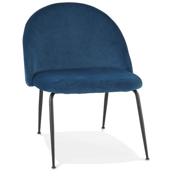 Fauteuil lounge MERMAID en velours bleu et pieds en métal noir
