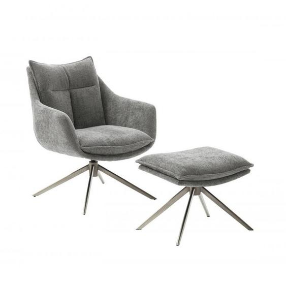 Fauteuil lounge pivotant à 360° DAMIAN assise confortable piétement métal brossé tissu anthracite