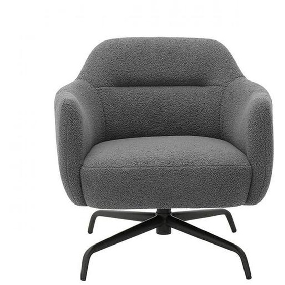 Fauteuil lounge pivotant à 360° MATEO assise confortable piétement métal noir tissu anthracite