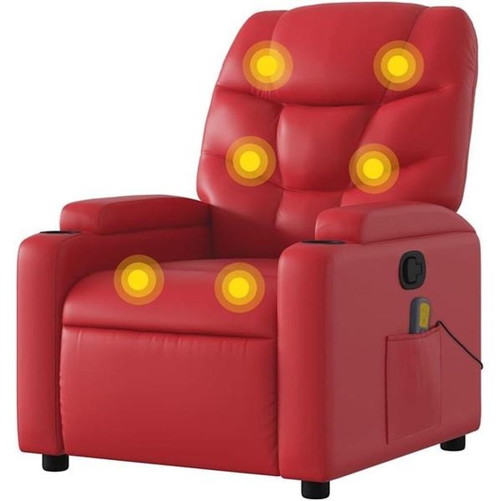 Fauteuil massant - Fauteuil relax - Détente à domicile - Massage vibrant à 6 points - Réglable jusquà 135 degrés - Rouge