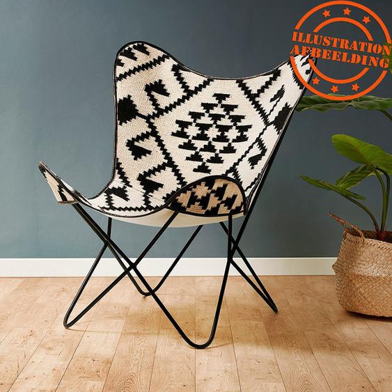 Fauteuil papillon FOX en coton blanc et motifs noirs