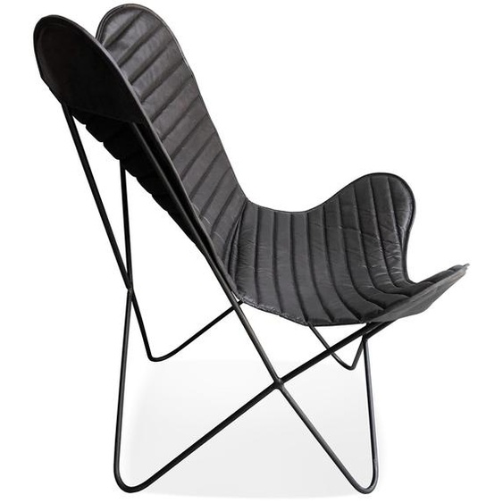 Fauteuil papillon FOX en cuir noir