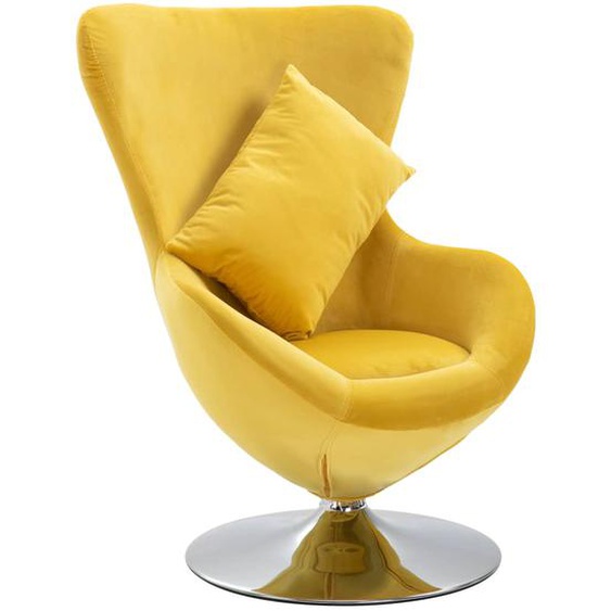 Fauteuil pivotant en forme d’œuf avec coussin Jaune Velours