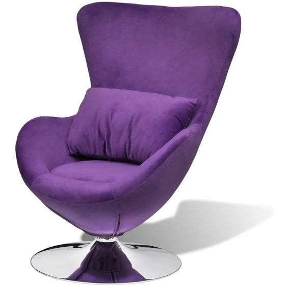 Fauteuil pivotant en forme d’œuf avec coussin Violet Velours