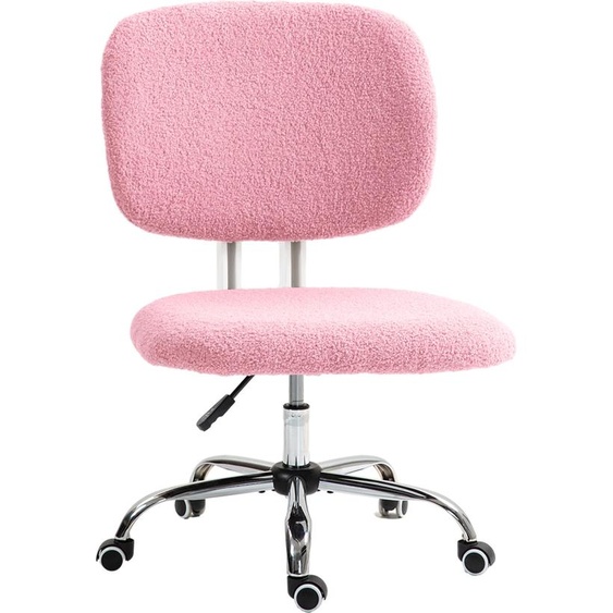 Fauteuil pivotant en velours compact, sans accoudoirs, chaise de bureau avec dossier de hauteur moyenne, hauteur dassise de 41 à 51 cm, peut être glissée sous la table, en polyester, de couleur rose
