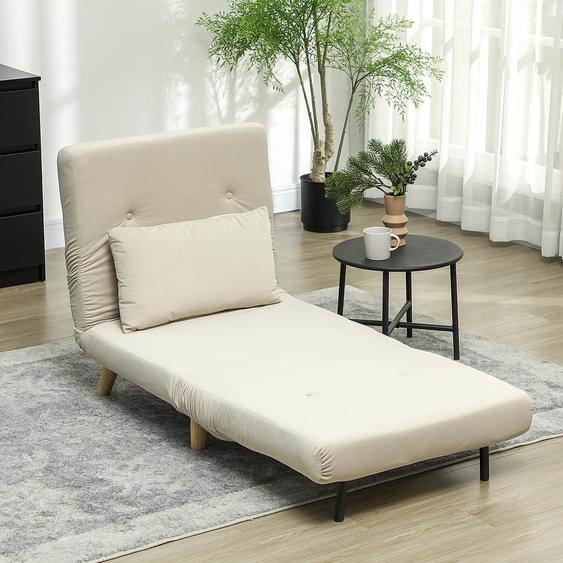 Fauteuil pliant convertible en lit, fauteuil-lit 3-en-1 pliable, polyester aspect velours, beige | 72 x 78 x 79 cm | 6 positions de réglage jusquà 180° | jusquà 120 kg