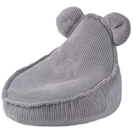Fauteuil Pouf Oreilles dOurs pour Bébé Enfants pour la Chambre dEnfant MISIOO Huggy Bear Velours Côtelé Gris 68x45 cm
